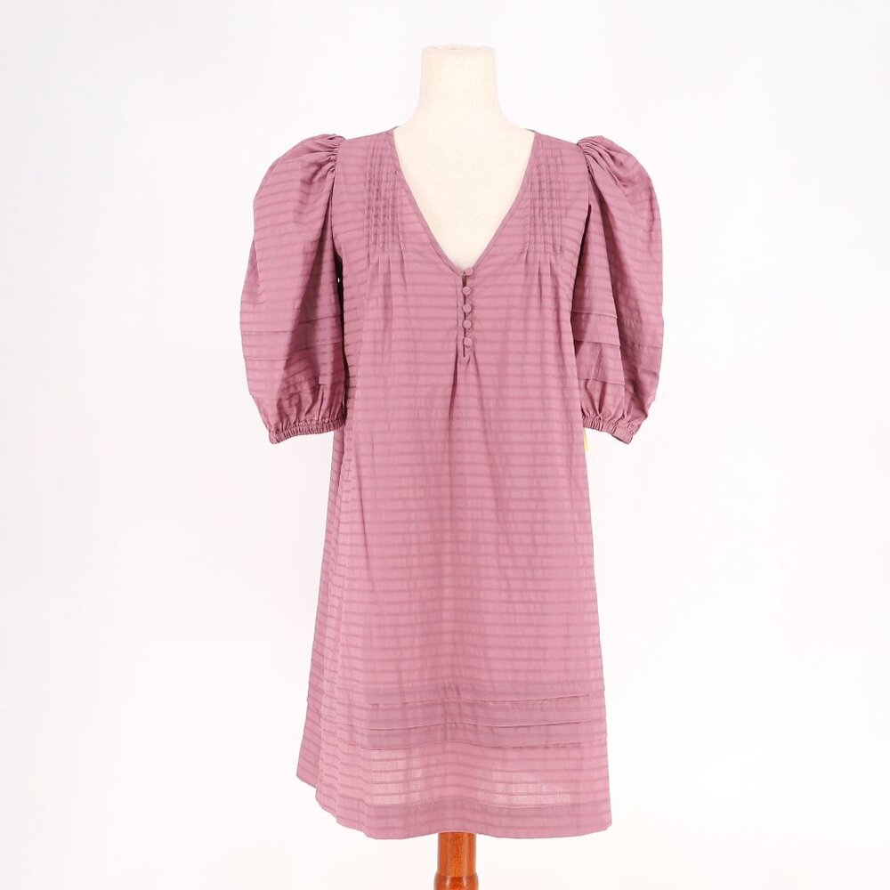 NWT SUMMERSALT The Cotton Pintuck Dress Lightweight Puffed Sleeve Pink Size XS